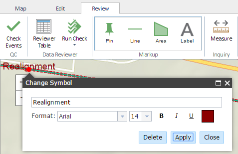 Adding a label using the markup tools