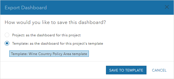 Export dashboard to template