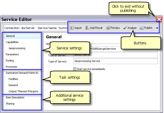 Geoprocessing Service Editor